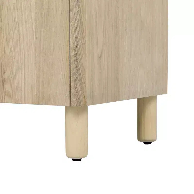 4-Door Sideboard Cabinet with Storage, Unique Arc Handles and Adjustable Shelves for Dining and Living Room, Natural