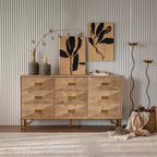 Modern 9 Drawers Dresser, Light Wood Chests of Drawers, TV Stand for Bedroom, Living Room, Hallway