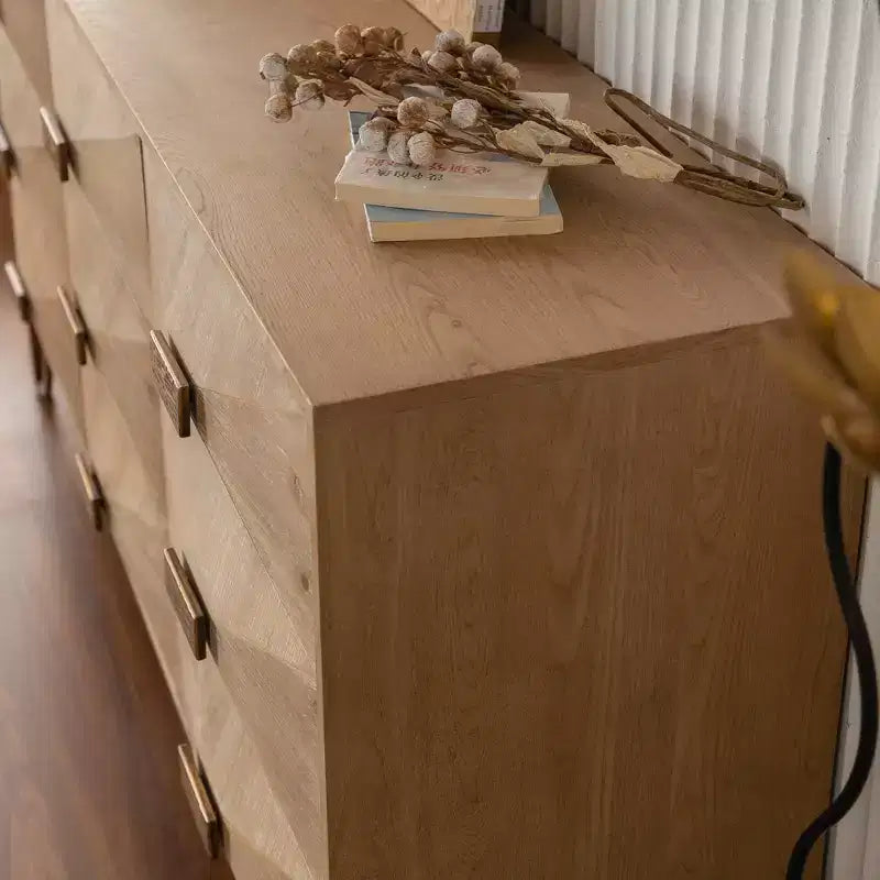 Modern 9 Drawers Dresser, Light Wood Chests of Drawers, TV Stand for Bedroom, Living Room, Hallway