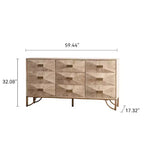 Modern 9 Drawers Dresser, Light Wood Chests of Drawers, TV Stand for Bedroom, Living Room, Hallway