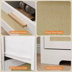 Commode à 12 tiroirs pour chambre à coucher, commode moderne en rotin, meuble de rangement en bois avec tiroirs et poignées en rotin, pour chambre de bébé, entrée
