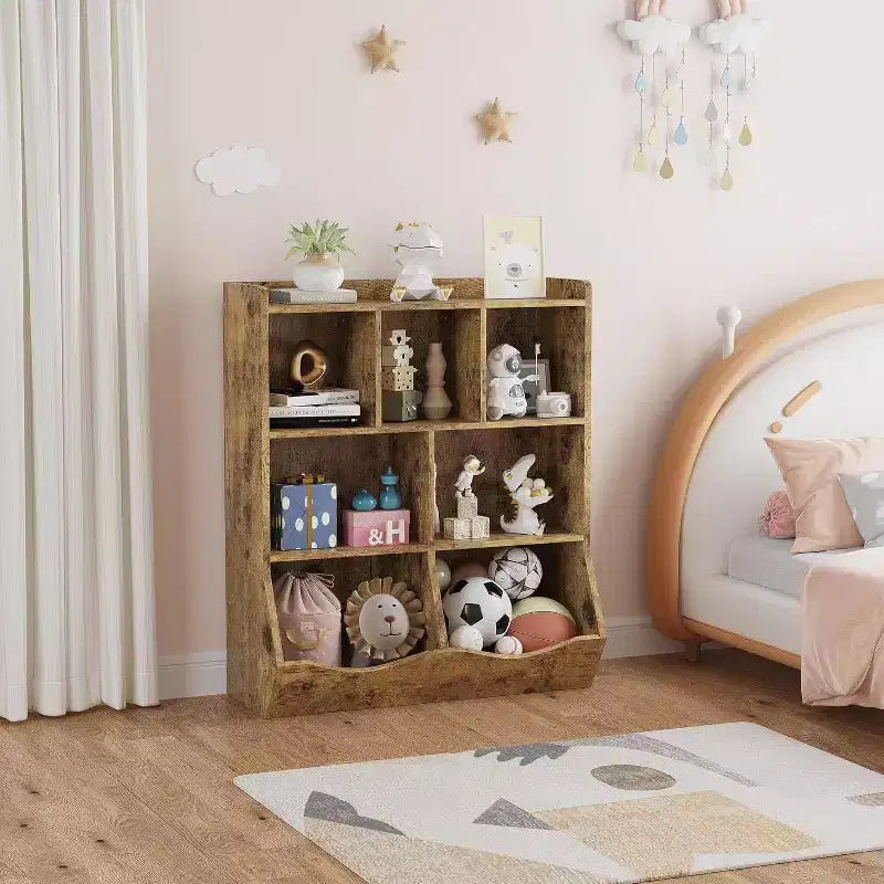 3-Tier Kids Bookshelf & Toy Storage Cabinet, Multi-Cubby Organizer for Bedroom, Playroom, Classrooms