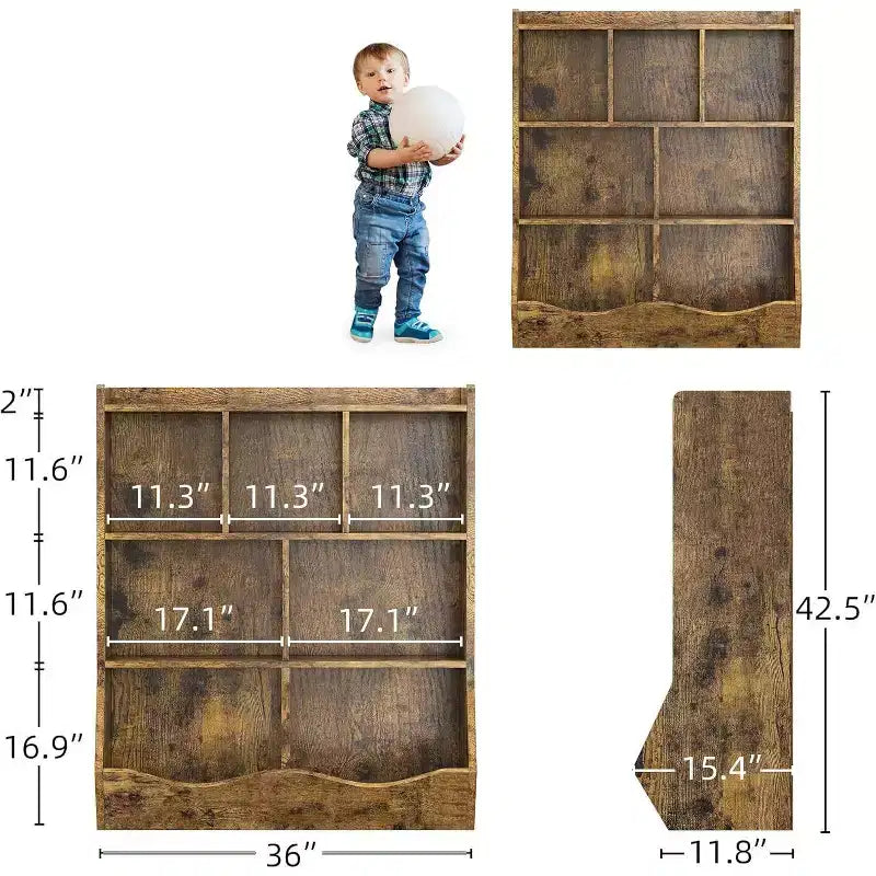 3-Tier Kids Bookshelf & Toy Storage Cabinet, Multi-Cubby Organizer for Bedroom, Playroom, Classrooms