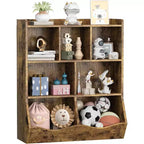 3-Tier Kids Bookshelf & Toy Storage Cabinet, Multi-Cubby Organizer for Bedroom, Playroom, Classrooms