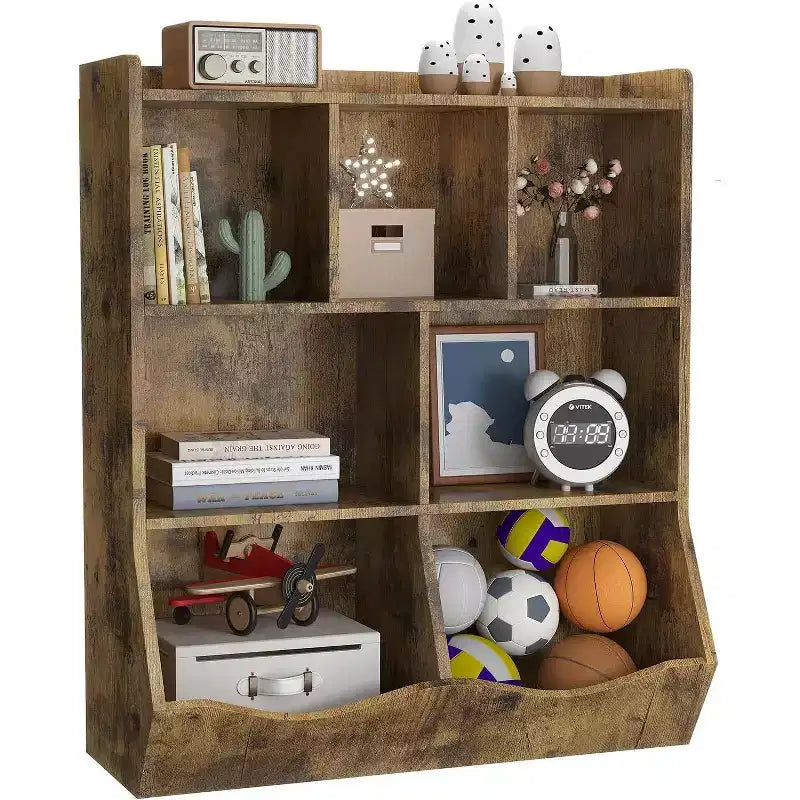 3-Tier Kids Bookshelf & Toy Storage Cabinet, Multi-Cubby Organizer for Bedroom, Playroom, Classrooms