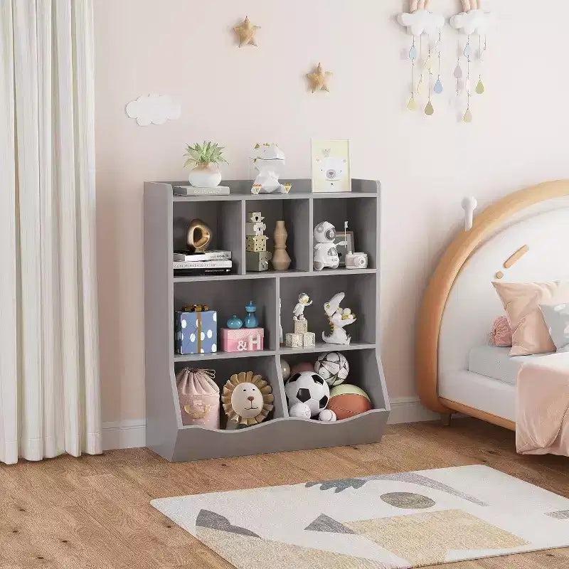 3-Tier Kids Bookshelf & Toy Storage Cabinet, Multi-Cubby Organizer for Bedroom, Playroom, Classrooms