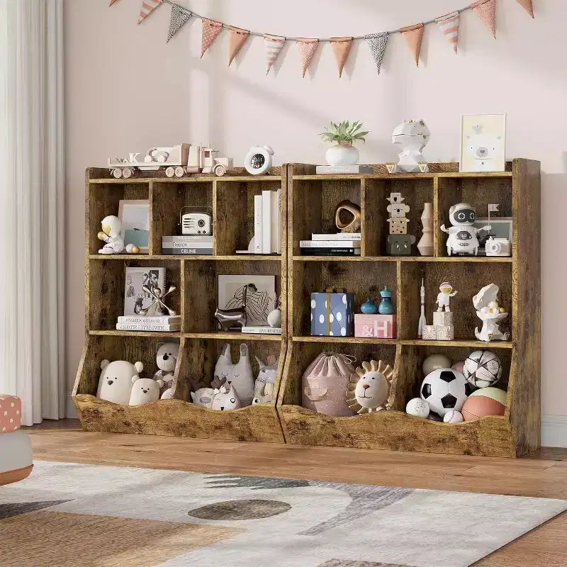 3-Tier Kids Bookshelf & Toy Storage Cabinet, Multi-Cubby Organizer for Bedroom, Playroom, Classrooms