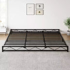 Metal Platform Bed Frame with Wavy Pattern, Mattress Foundation, Easy Assembly, No Box Spring Needed, Height