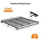 Metal Platform Bed Frame with Wavy Pattern, Mattress Foundation, Easy Assembly, No Box Spring Needed, Height