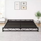 Metal Platform Bed Frame with Wavy Pattern, Mattress Foundation, Easy Assembly, No Box Spring Needed, Height