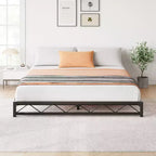 Metal Platform Bed Frame with Wavy Pattern, Mattress Foundation, Easy Assembly, No Box Spring Needed, Height