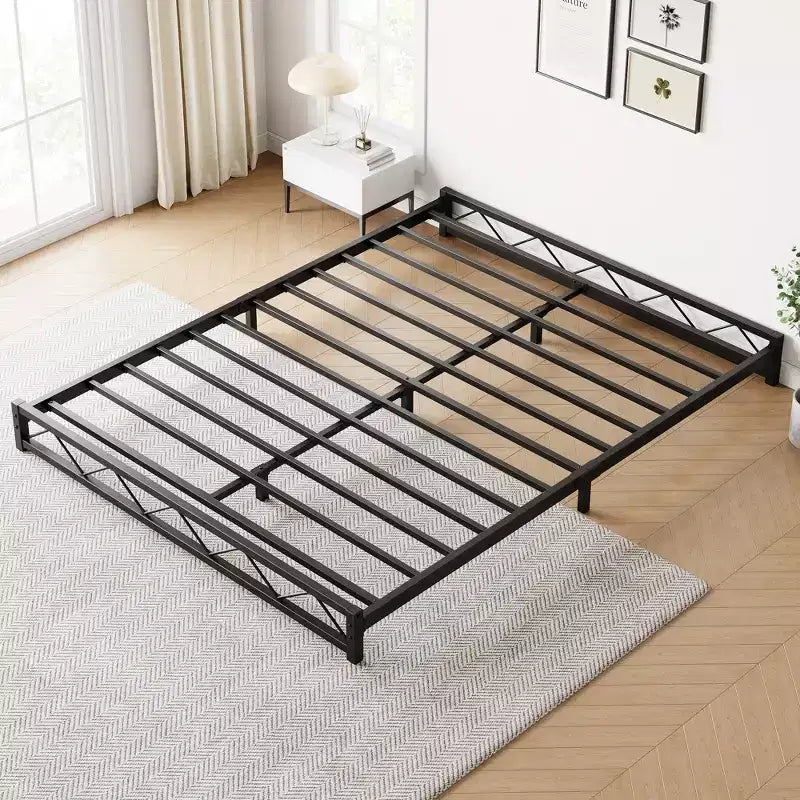 Metal Platform Bed Frame with Wavy Pattern, Mattress Foundation, Easy Assembly, No Box Spring Needed, Height