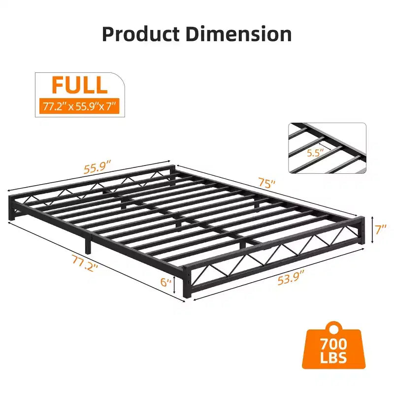 Metal Platform Bed Frame with Wavy Pattern, Mattress Foundation, Easy Assembly, No Box Spring Needed, Height