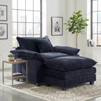Oversized Chenille Accent Chair with Ottoman