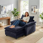 Oversized Chenille Accent Chair with Ottoman