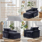 Oversized Chenille Accent Chair with Ottoman
