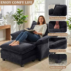 Oversized Chenille Accent Chair with Ottoman