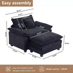 Oversized Chenille Accent Chair with Ottoman