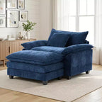 Oversized Chenille Accent Chair with Ottoman