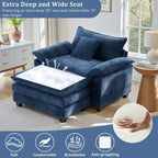 Oversized Chenille Accent Chair with Ottoman
