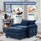 Oversized Chenille Accent Chair with Ottoman