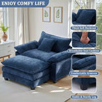 Oversized Chenille Accent Chair with Ottoman