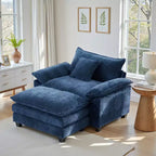 Oversized Chenille Accent Chair with Ottoman