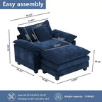 Oversized Chenille Accent Chair with Ottoman