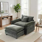 Oversized Chenille Accent Chair with Ottoman