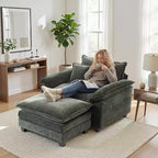 Oversized Chenille Accent Chair with Ottoman