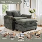 Oversized Chenille Accent Chair with Ottoman