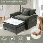 Oversized Chenille Accent Chair with Ottoman