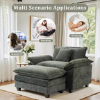 Oversized Chenille Accent Chair with Ottoman