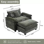 Oversized Chenille Accent Chair with Ottoman