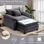 Oversized Chenille Accent Chair with Ottoman