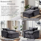 Oversized Chenille Accent Chair with Ottoman
