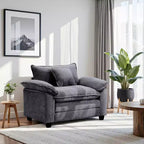Oversized Chenille Accent Chair with Ottoman