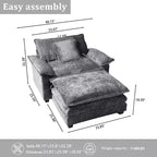 Oversized Chenille Accent Chair with Ottoman