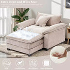 Oversized Chenille Accent Chair with Ottoman