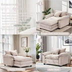 Oversized Chenille Accent Chair with Ottoman