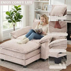 Oversized Chenille Accent Chair with Ottoman