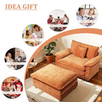 Oversized Chenille Accent Chair with Ottoman