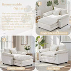 Oversized Chenille Accent Chair with Ottoman