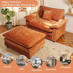Oversized Chenille Accent Chair with Ottoman