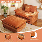 Oversized Chenille Accent Chair with Ottoman