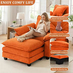 Oversized Chenille Accent Chair with Ottoman