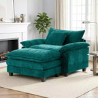 Oversized Chenille Accent Chair with Ottoman
