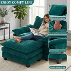 Oversized Chenille Accent Chair with Ottoman