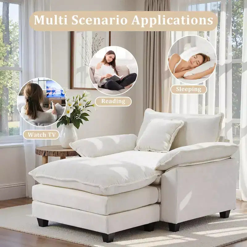 Oversized Chenille Accent Chair with Ottoman