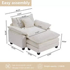 Oversized Chenille Accent Chair with Ottoman